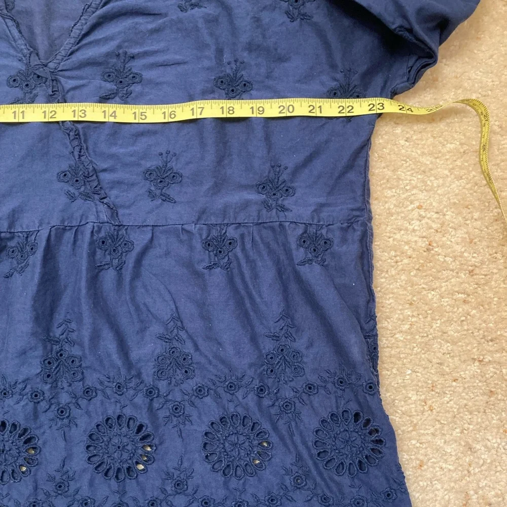J. Jill Embroidered Eyelet V-Neck Blouse, Top, Navy Blue, Floral, Women’s, Large - Picture 6 of 7